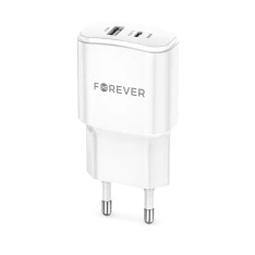 Forever Dual USB HURTIG oplader / adapter - USB-A  / USB-C 20W
