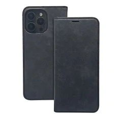 iPhone 17 Pro / iPhone 18 Pro - Suede flip cover med magnetisk lukning - Sort
