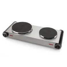 Dobbelt kogeplade i rustfrit stål 2500W - Ø15.5/18.5 cm - Trinløs justering