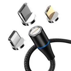Maxlife 3-i-1 magnetisk opladerkabel 3A/15W - Lightning / USB-C / mikroUSB - 1 m