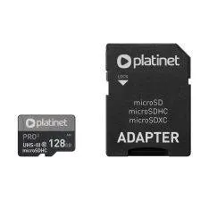 PLATINET MicroSDXC Hukommelseskort 128GB & 90MB/s + SD Kort Adapter