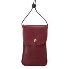 Universal læder Taske / pouch med Rem - Rød