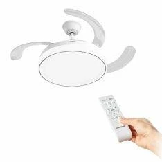 Loftsventilator med LED-lys og 4 foldbare vinger Ø49,5-104 cm - Inkl. remote - Hvid