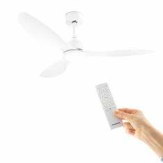 Flaled Loftsventilator med LED-lys og 3 ABS-vinger Ø132 cm - Hvid