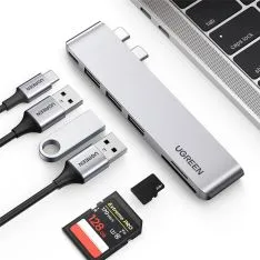 USB-C 6-i-1 Dock HDMI/USB-A/USB-C/SD/TF TIL MacBook Pro / Air / Laptops