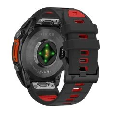  Garmin Fenix 8/7 47mm - Silikone urrem 22mm med QuickRelease - Sort/rød