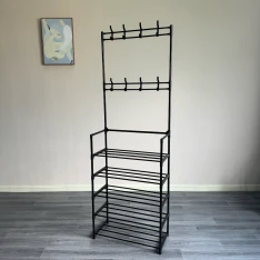 RACK - Fritstående skoreol i stål 60 x 28 x 172 cm - Sort