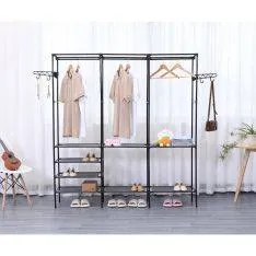 RACK Garderobestativ / Tøjstativ i stål - 160x36x170 cm - Med sidebøjler - Sort