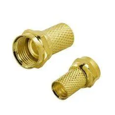 Guldbelagt F-stik connector (han), 6,2mm RG6 antennekabel, skruemontering - Livstidsgaranti