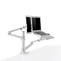 WERGON - Konrad - Justerbar Dual holder - Til en Laptop 11-17" + en Monitor skærm Max 32"  - Sølv